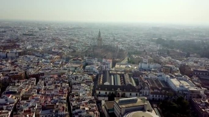 西班牙塞维利亚巨大大教堂的鸟瞰图
