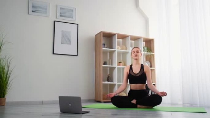 瑜伽在线家庭冥想放松女性笔记本电脑