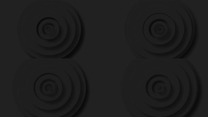 黑色背景上脉动的黑色圆圈层动画
