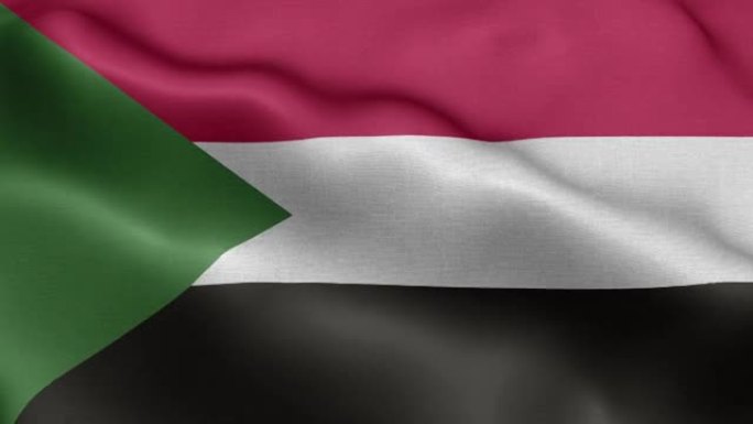 苏丹国旗-苏丹国旗高细节-苏丹国旗波浪图案可循环元素-织物质地和无尽的循环