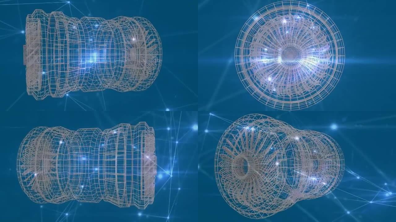 3d引擎绘图旋转的连接网络动画