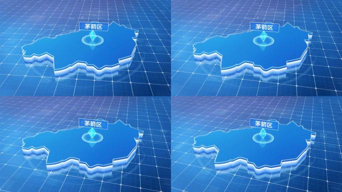 茅箭区蓝白色科技定位区域三维玻璃地图