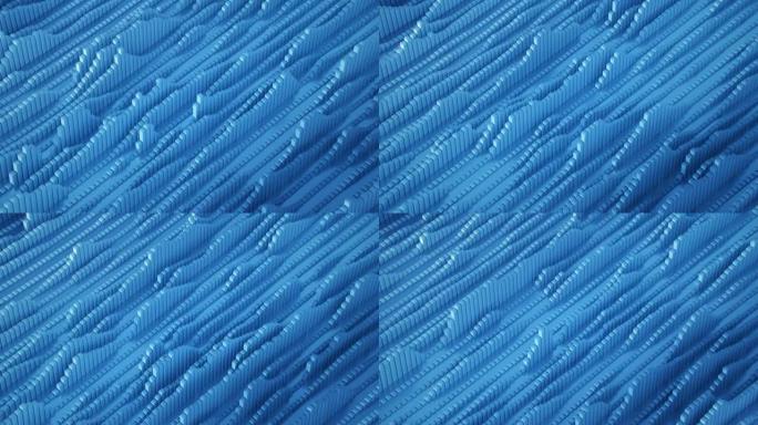电磁波的蓝色图形无缝循环3D渲染动画