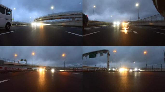 雨后在高速公路上行驶/后视