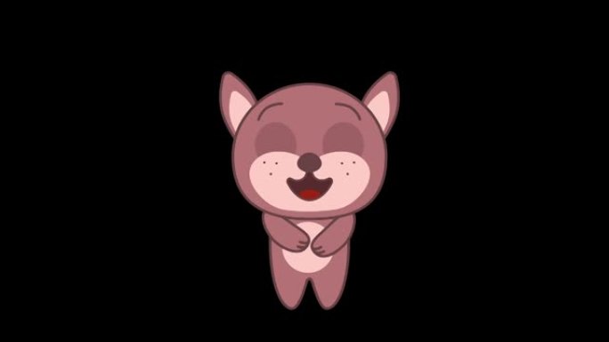 透明背景上的动画可爱兔子笑。笑、喜悦的笑脸的概念。包括阿尔法通道。