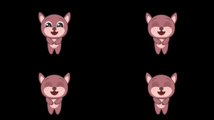 透明背景上的动画可爱兔子笑。笑、喜悦的笑脸的概念。包括阿尔法通道。