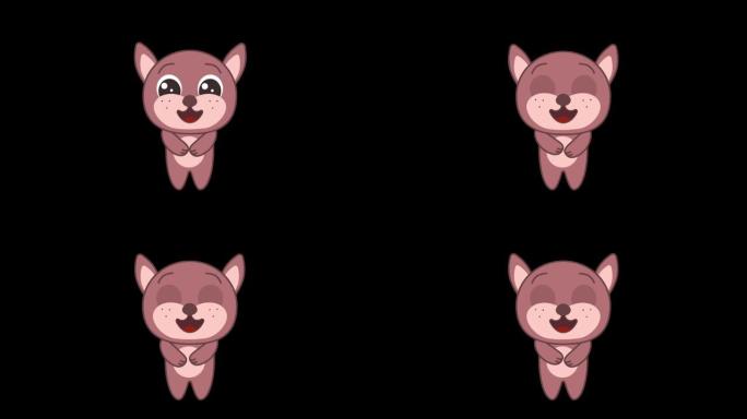 透明背景上的动画可爱兔子笑。笑、喜悦的笑脸的概念。包括阿尔法通道。