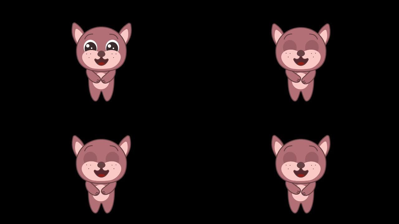 透明背景上的动画可爱兔子笑。笑、喜悦的笑脸的概念。包括阿尔法通道。