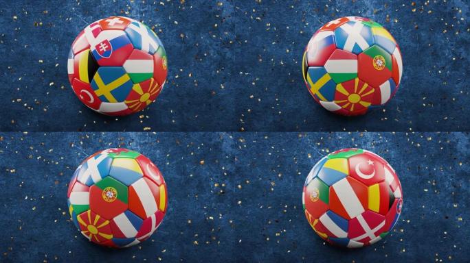 足球世界杯足球。3 d循环动画