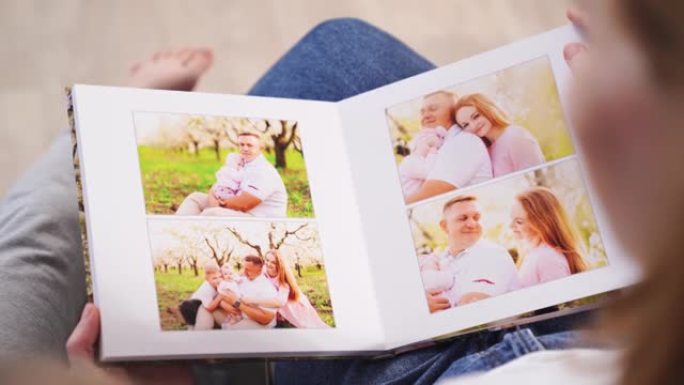 热门视图。她和女儿在春天的花园里看写真集家庭照片拍摄