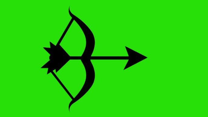 弓形剪影的循环动画拍摄带有绿色色度背景的箭头