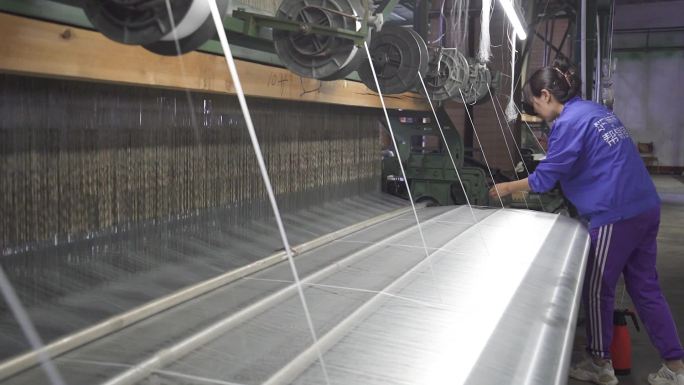 织布机 流水线 工厂 纺织 生产 女工