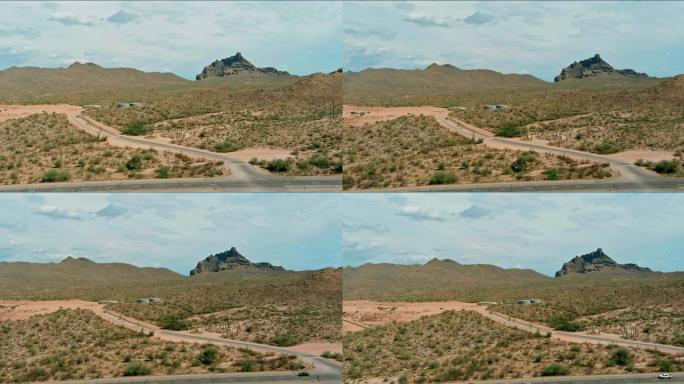 美国亚利桑那州仙人掌沙漠山谷山脉景观全景