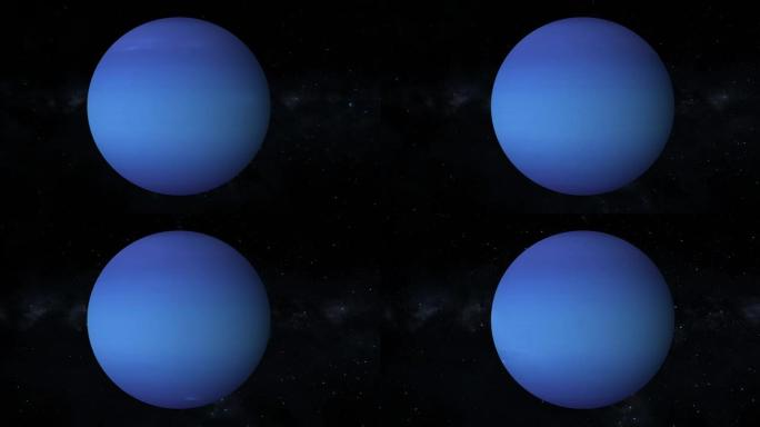 海王星在外太空4k行星上旋转。海王星环