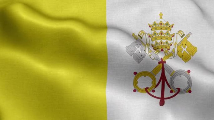 梵蒂冈城圣座旗帜-梵蒂冈城圣座旗帜高细节-国旗梵蒂冈城圣座波浪图案循环元素-织物纹理和无尽的循环