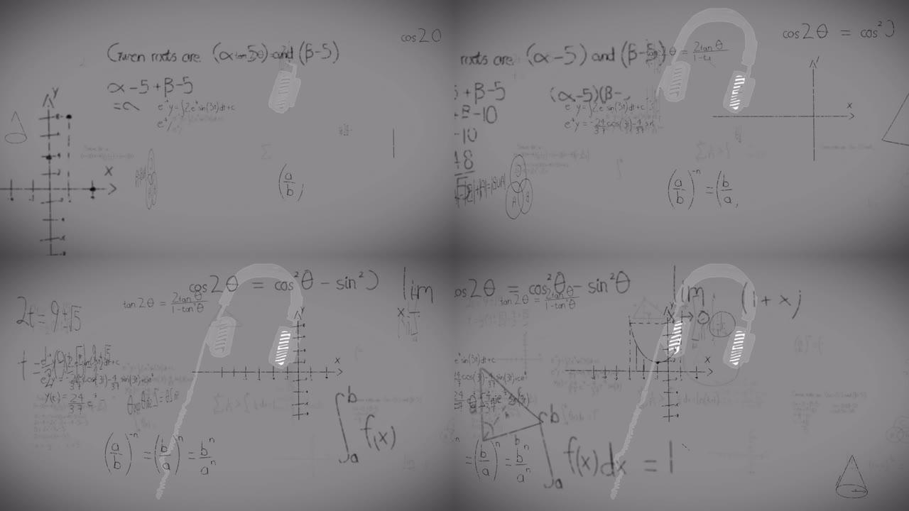 耳机上的数学方程动画