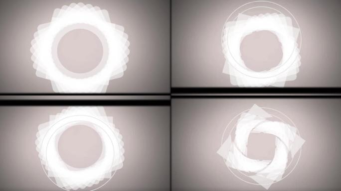 灰色背景下抽象圆形电影卷轴效果的数字动画