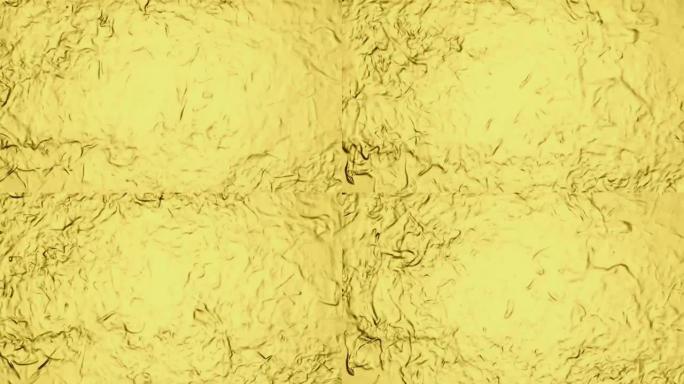 波浪状的金色背景，具有平滑、抽象的渐变。全息金流体运动背景。流体。