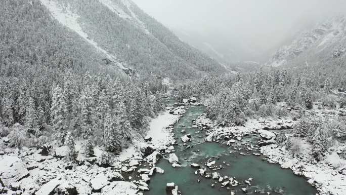 西藏雪中然乌湖