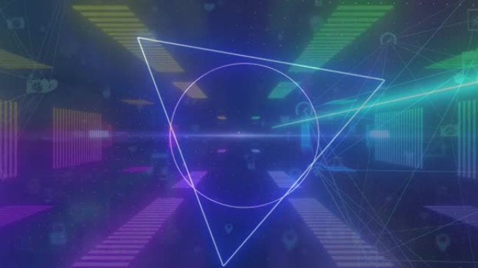 数字隧道上霓虹灯形状的动画