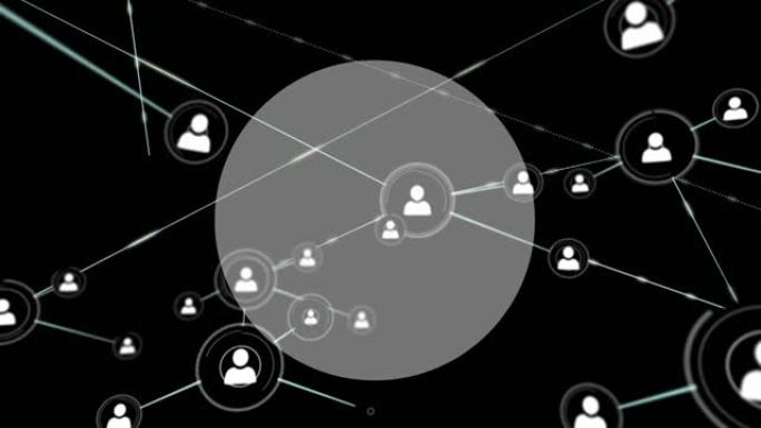 黑色背景上带有复制空间的圆形横幅上的个人资料图标网络的数字动画