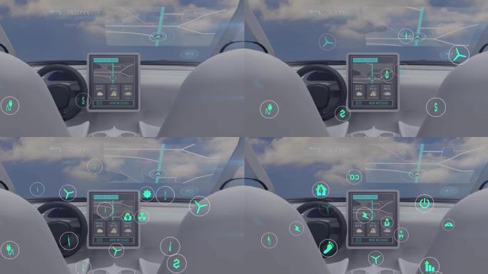 车内生态环保图标网络动画
