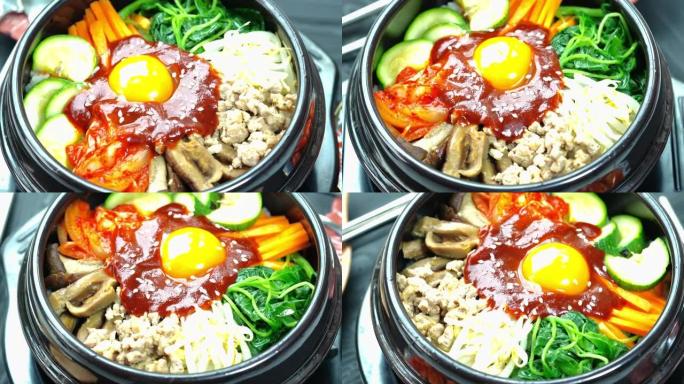 韩国泡菜和调味辛辣泡菜韩国传统食品，以蔬菜卷心菜和胡椒制成的泡菜沙拉。