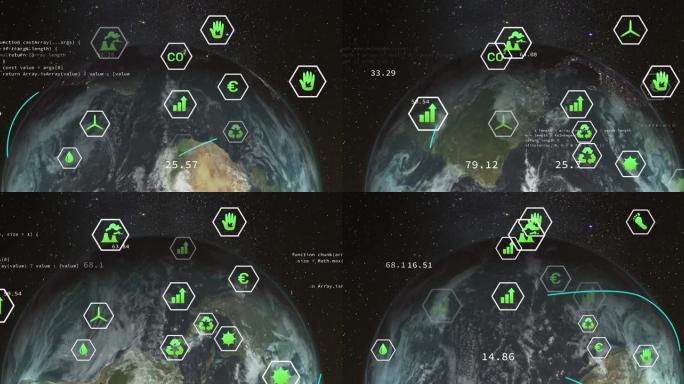 全球生态环保图标网络动画