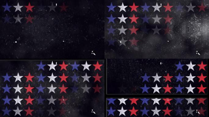 动画的红色和蓝色的星星在黑色的背景