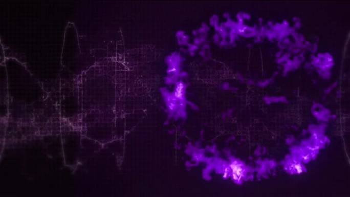 dna链在紫色烟花上旋转的动画