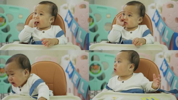 亚洲男婴哭不开心的感觉。