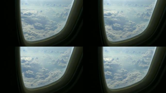 云层上方-通过飞机窗口查看