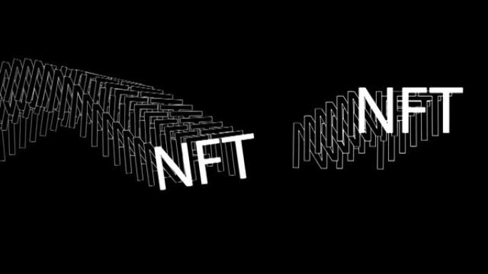 NFT加密艺术标志，独特收藏品的不可替代令牌，区块链和数字艺术品销售技术符号。抽象概念3d渲染背景动