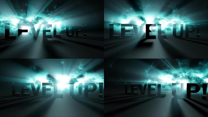 Level up的3D文字动画用光线点亮