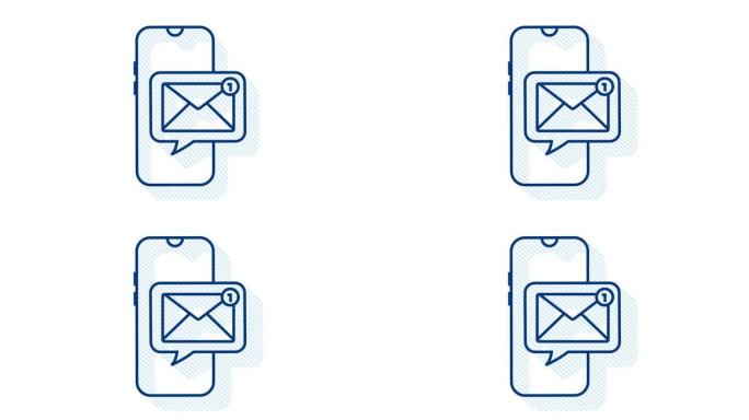 电子邮件通知概念。新电子邮件。电子邮件营销。通知铃。运动图形。