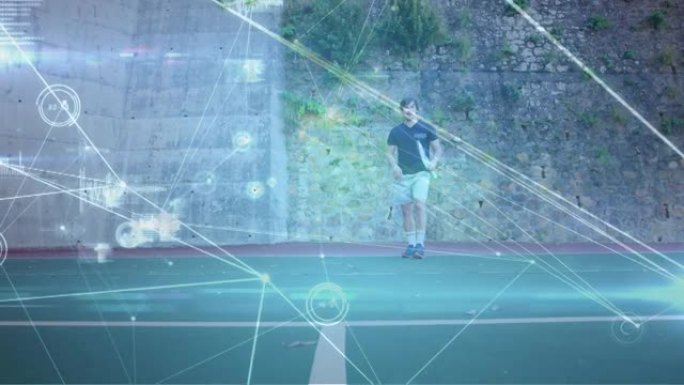 网球场男网球运动员的联系网络动画