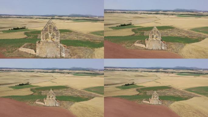 西班牙乡村中部废弃的废墟教堂