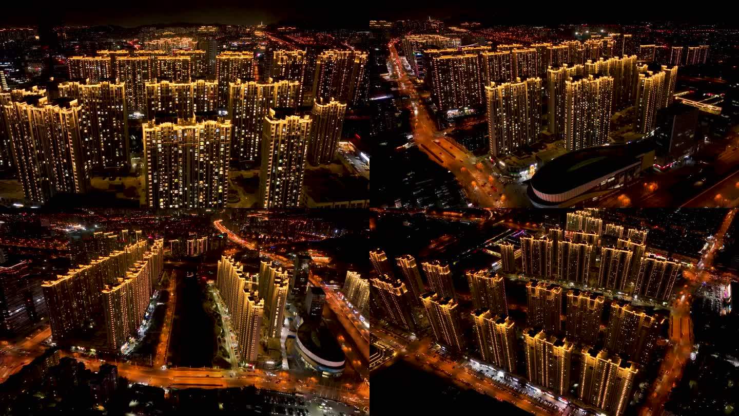 航拍-城市夜景李沧-3