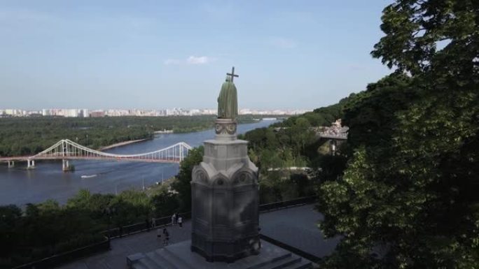 乌克兰基辅: 沃洛德米尔大帝纪念碑。鸟瞰图