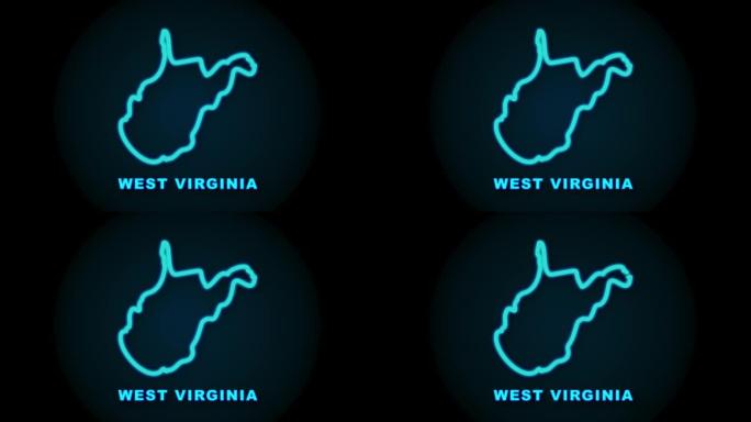 西弗吉尼亚州地图轮廓动画。运动图形。