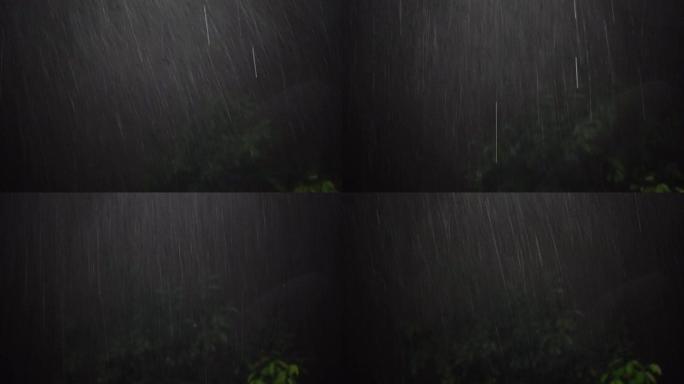 雨滴在夜间落下。雨滴雨丝