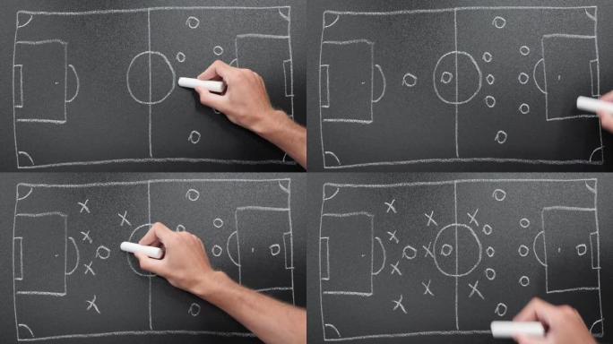 Xs和Os进攻策略的游戏计划图。足球战术图。教练解释游戏策略