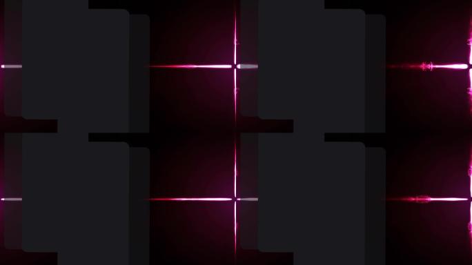黑色上发光的粉红色能量电流向左和向右移动的动画