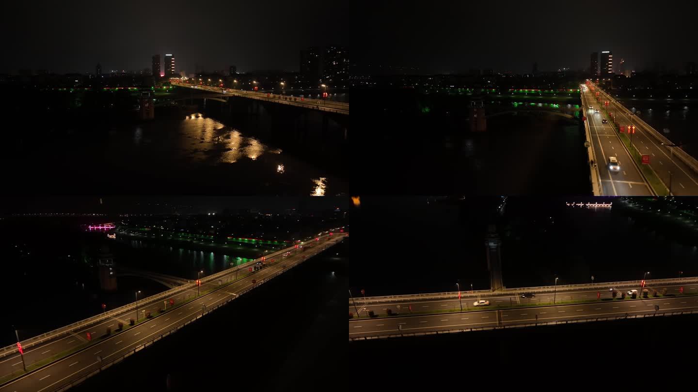 金华兰溪兰江大桥夜景航拍