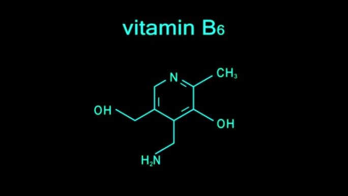 维生素B6化学式的黑色背景