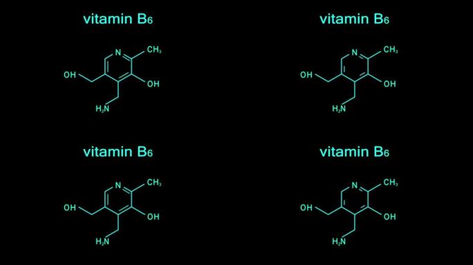 维生素B6化学式的黑色背景