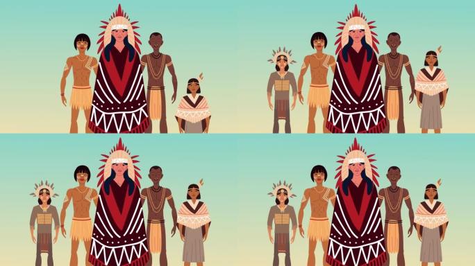 男性印第安酋长和部落团体