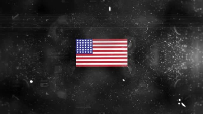 动画的美国国旗和干涉在黑色背景