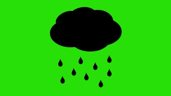 带有绿色色度背景的雨云剪影的循环动画