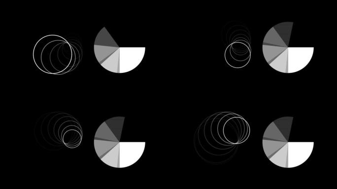 黑色背景上移动的圆圈和形状的动画